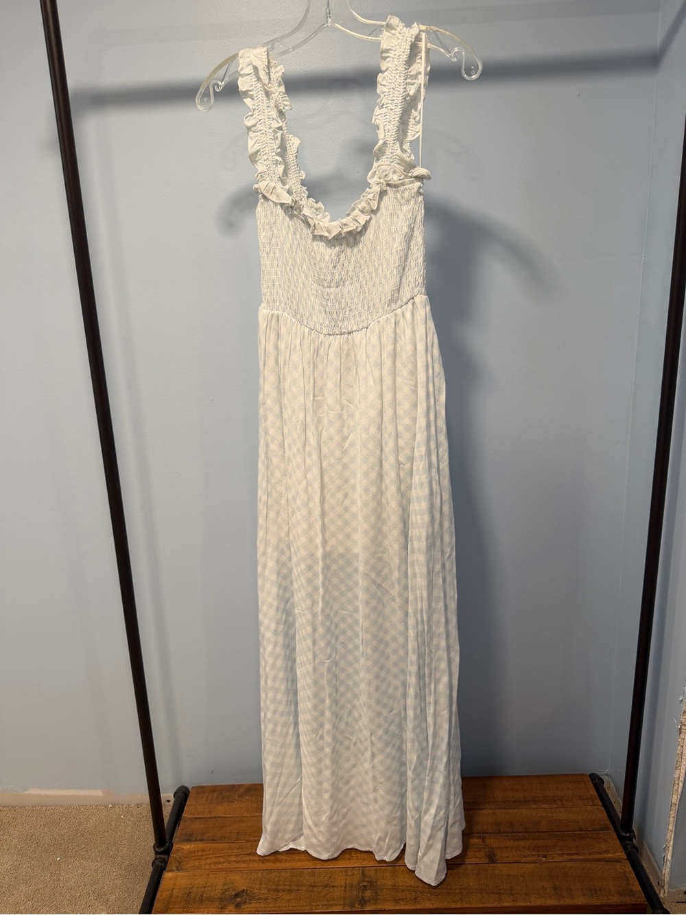 White Ruffle-Trim Maxi Dress